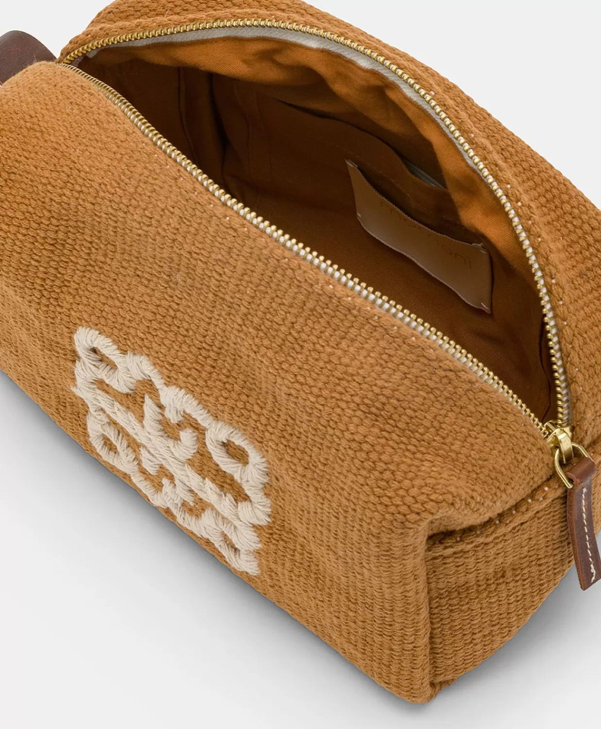 Borse E Pochette>Momoni Make Up Bag Pira In Canvas Con Ricamo - Brandy