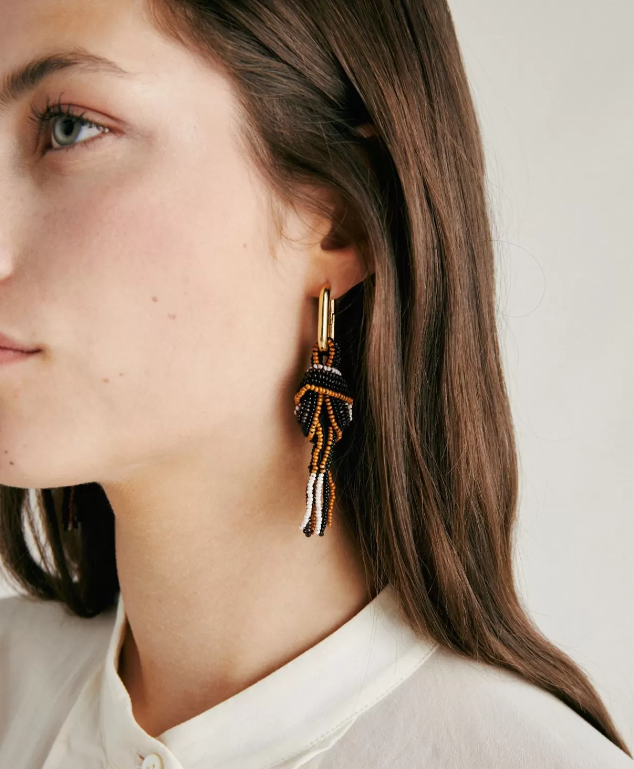 Bijoux>Momoni Orecchini Nodu Con Perline - Cacao Multicolor