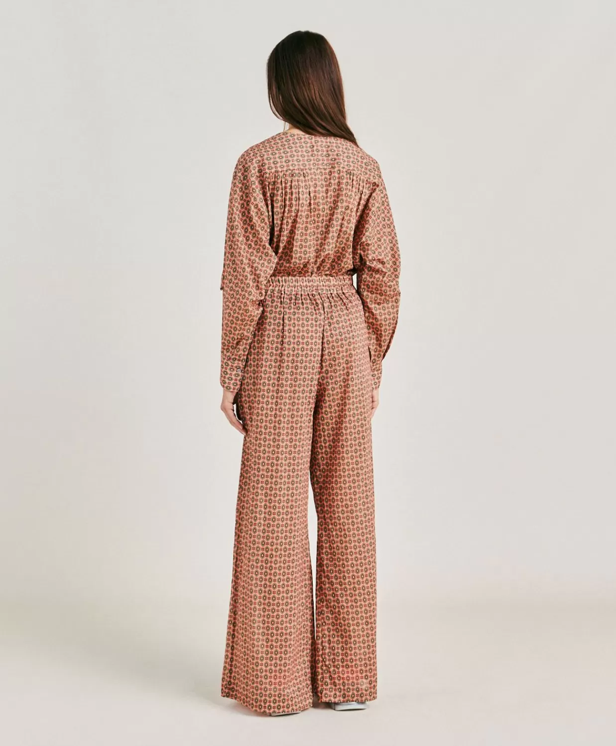 Pantaloni E Shorts>Momoni Pantaloni Aspen In Voile Cotone Stampato - Corallo