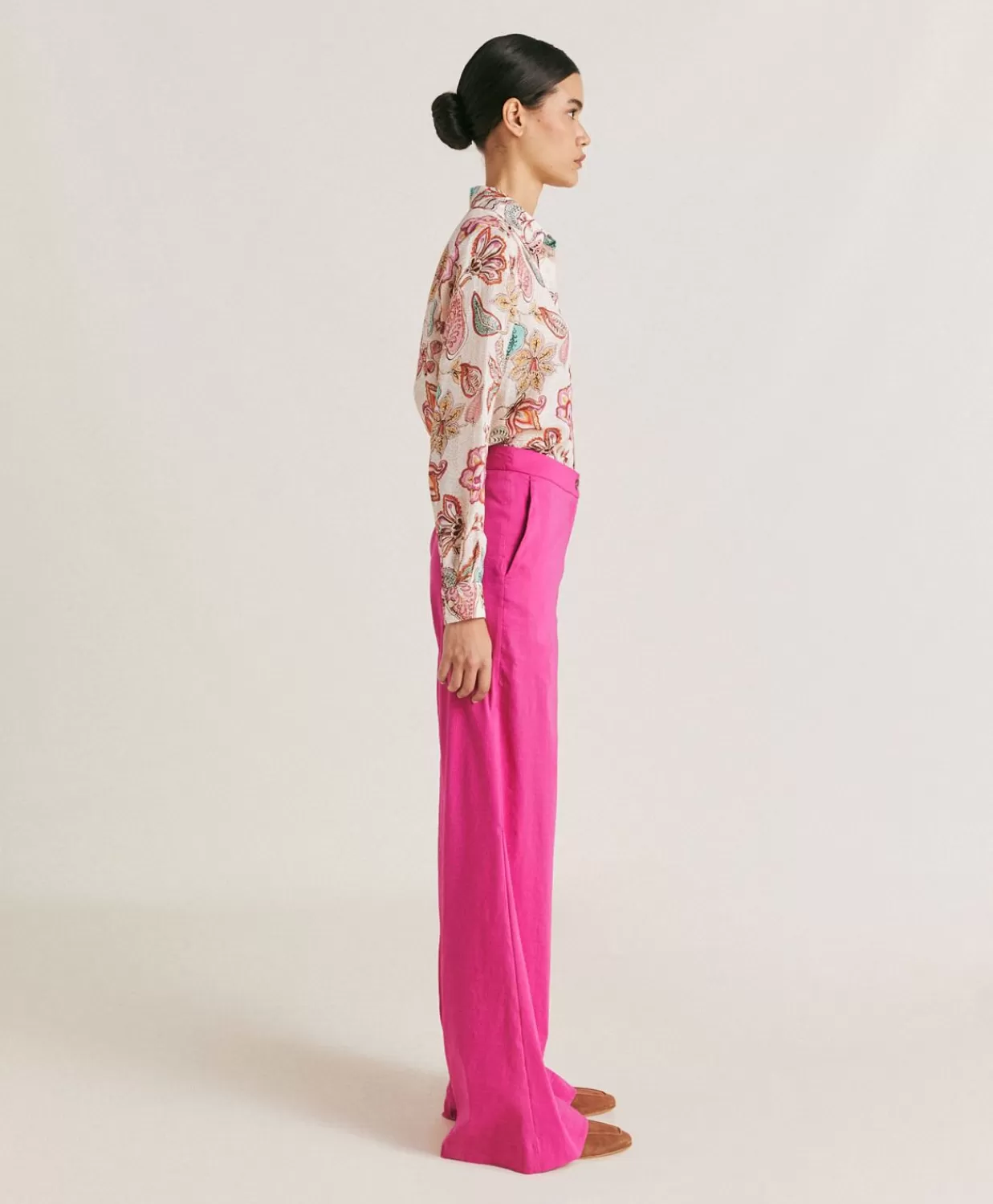 Pantaloni E Shorts>Momoni Pantaloni Candeo In Lino Cotone - Fucsia