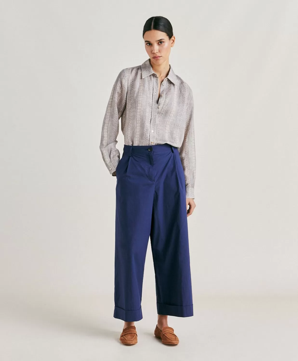 Pantaloni E Shorts>Momoni Pantaloni Grecale In Popeline - Blu