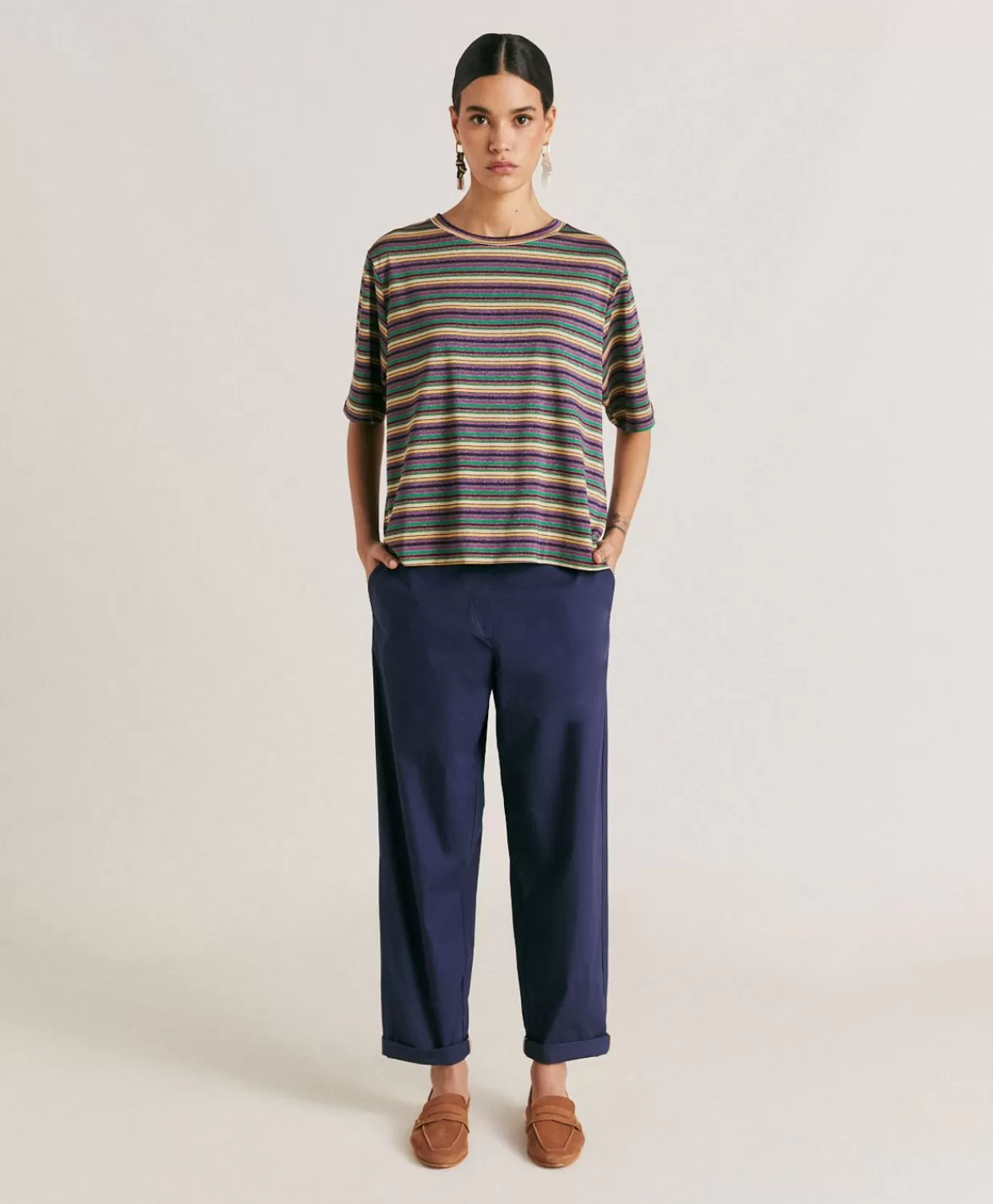 Pantaloni E Shorts>Momoni Pantaloni Idaho In Popeline - Blu