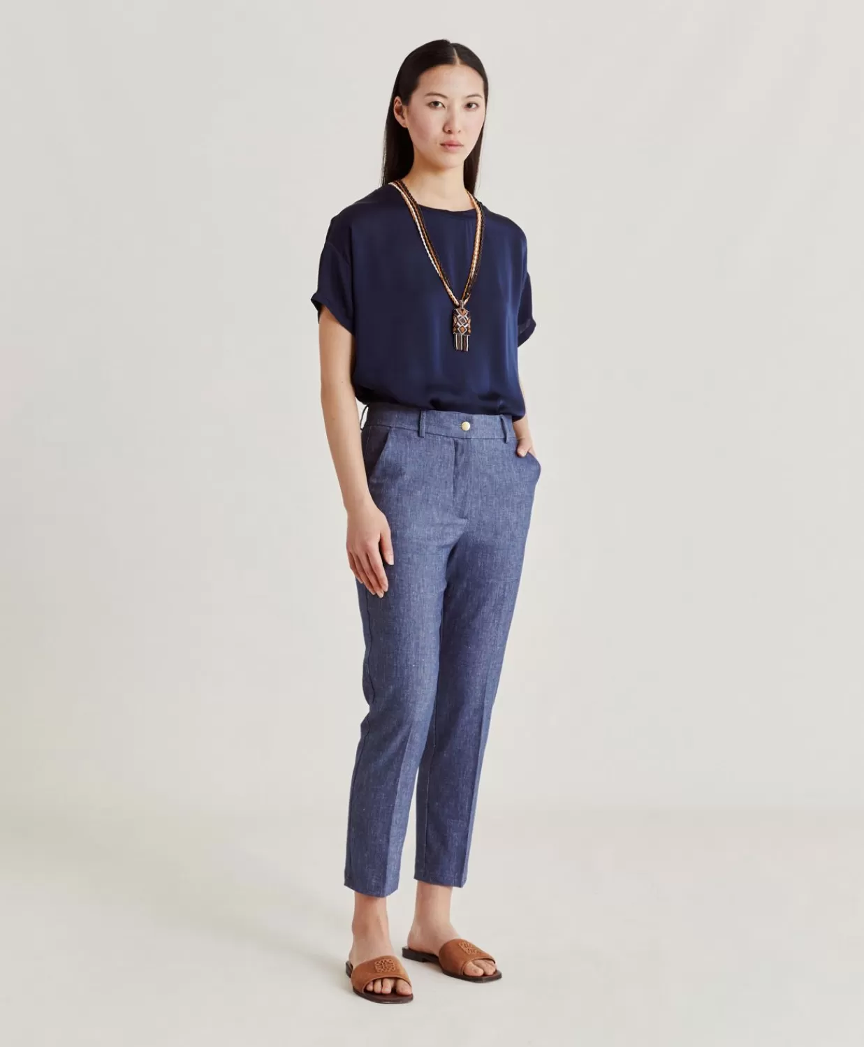 Pantaloni E Shorts>Momoni Pantaloni Joy In Denim Leggero - Blu Jeans