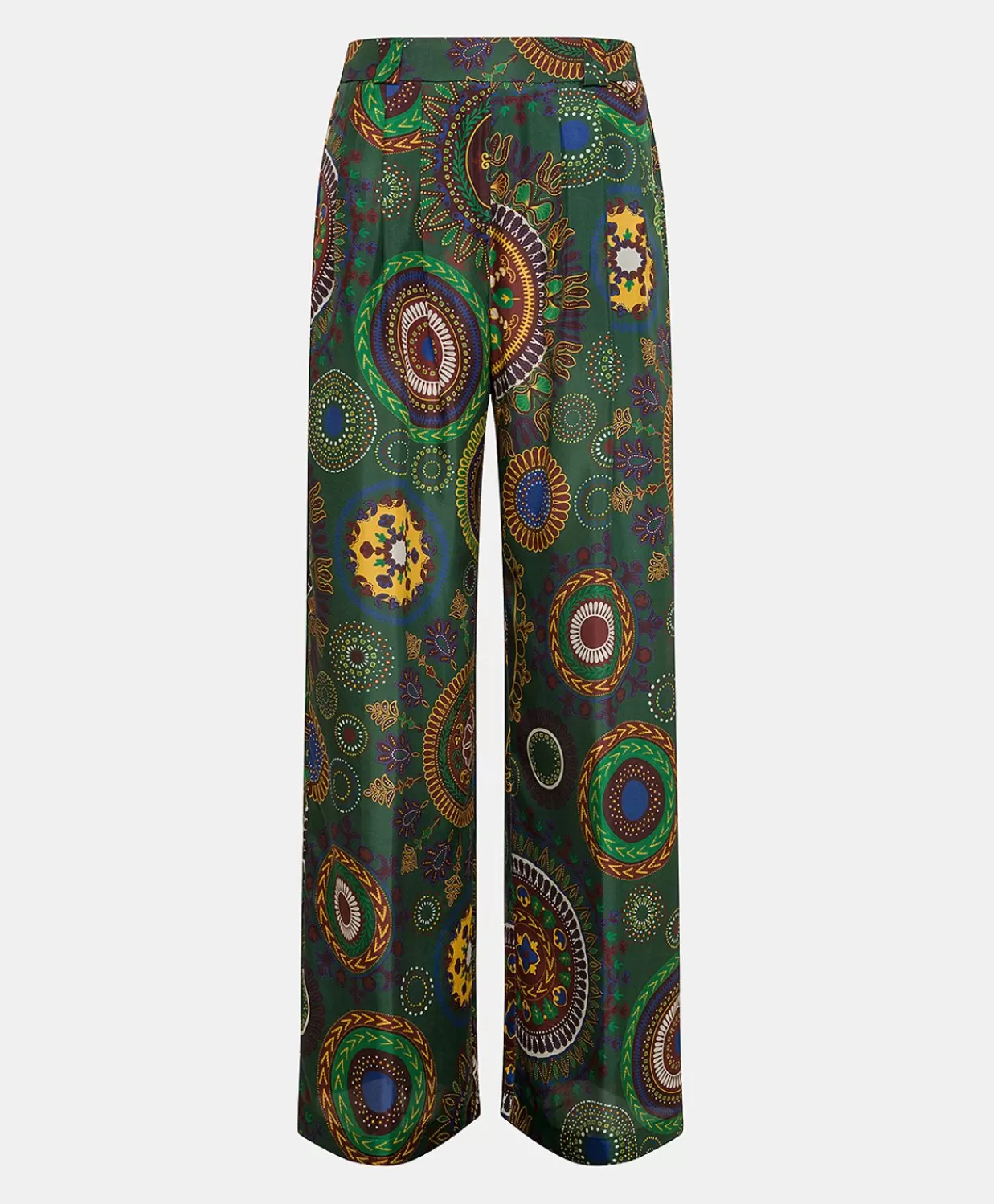 Pantaloni E Shorts>Momoni Pantaloni Lanzarote In Haboutai Di Seta - Verdone Multicolor