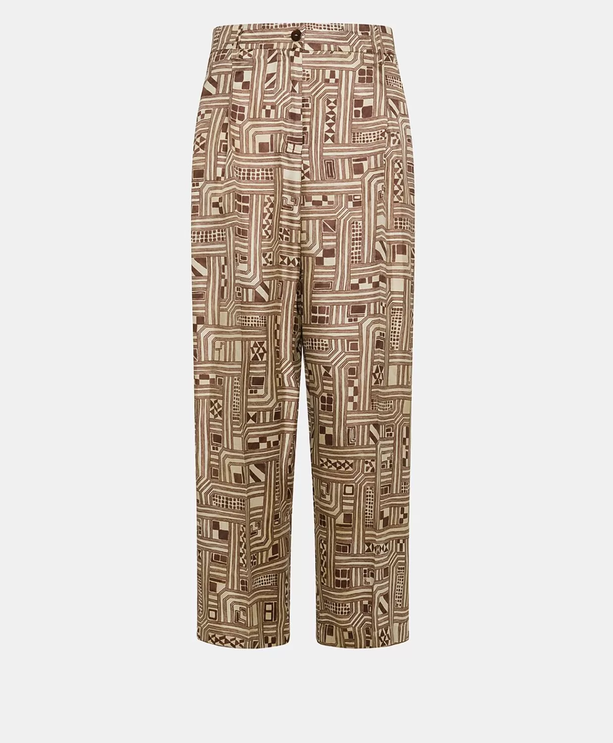 Pantaloni E Shorts>Momoni Pantaloni Magnisi In Twill Di Seta - Beige/ Tabacco