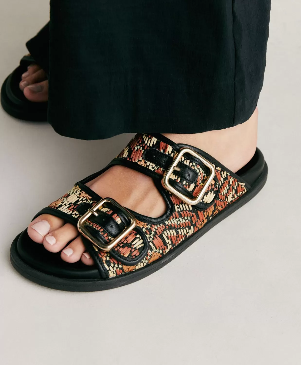 Scarpe>Momoni Sandali Chamorro Con Intreccio - Nero Multicolor