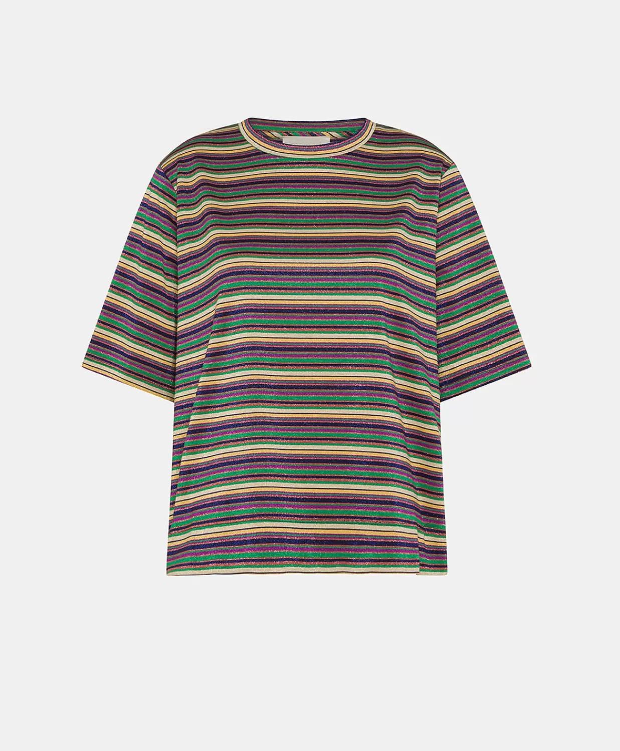 T-Shirts E Top>Momoni Thirt Iora In Jersey Lurex A Righe - Multicolor Verde