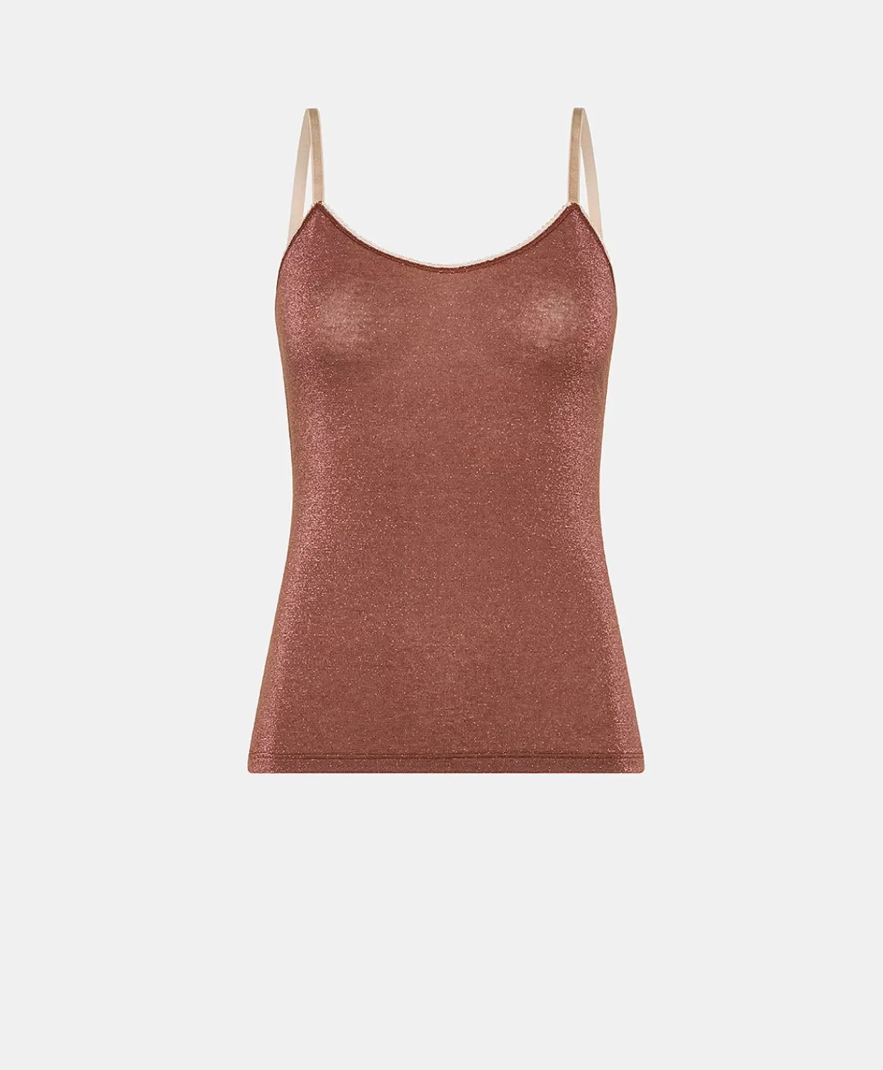 Body E Tute>Momoni Top Airelle In Jersey Lurex - Terracotta