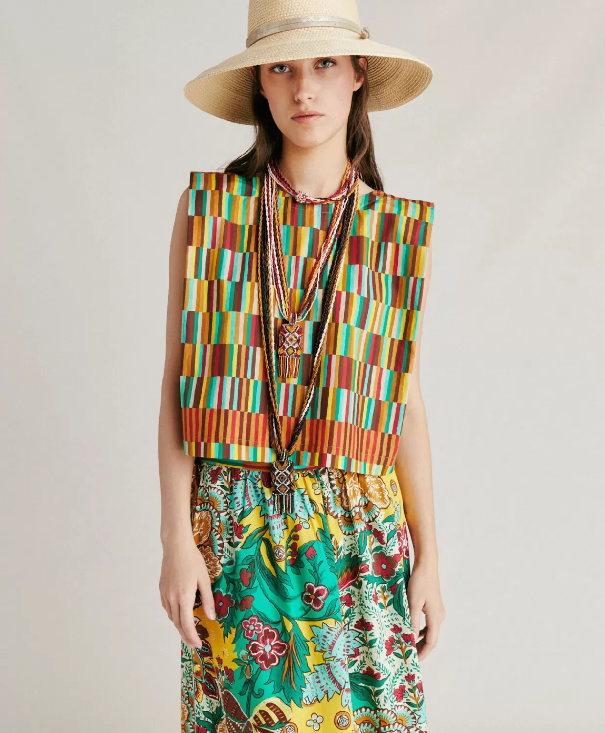 T-Shirts E Top>Momoni Top Moon In Popeline - Multicolor Giallo