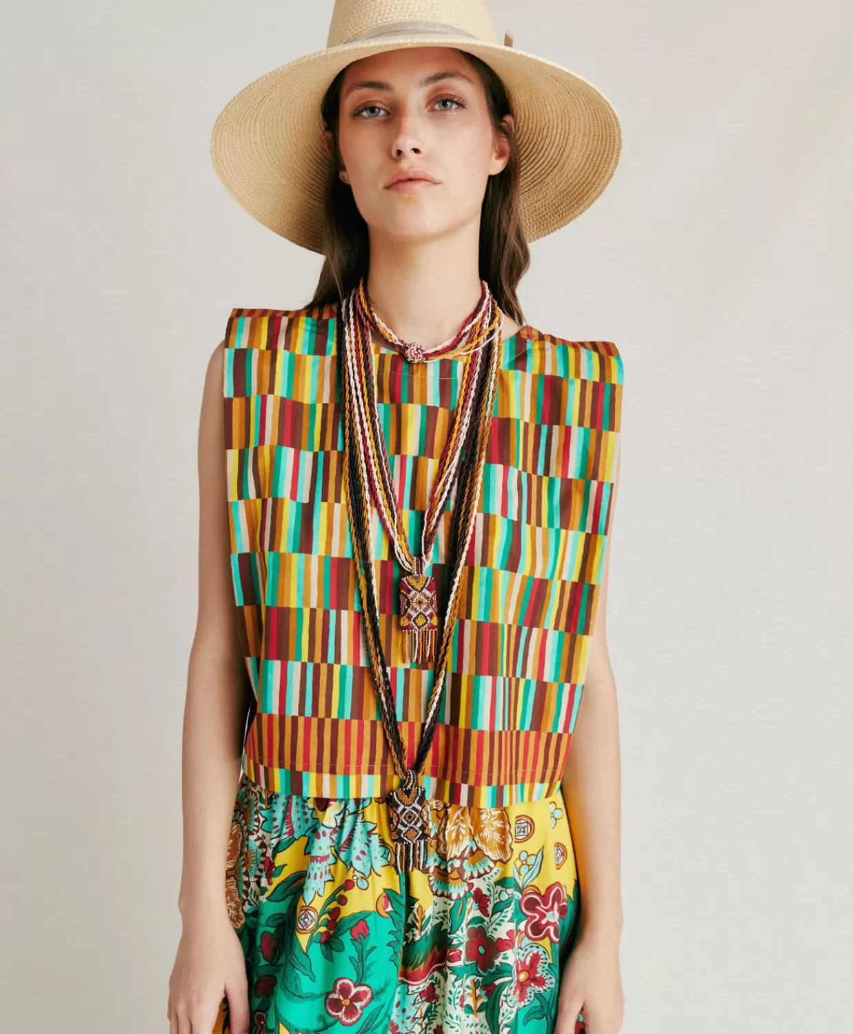 T-Shirts E Top>Momoni Top Moon In Popeline - Multicolor Giallo