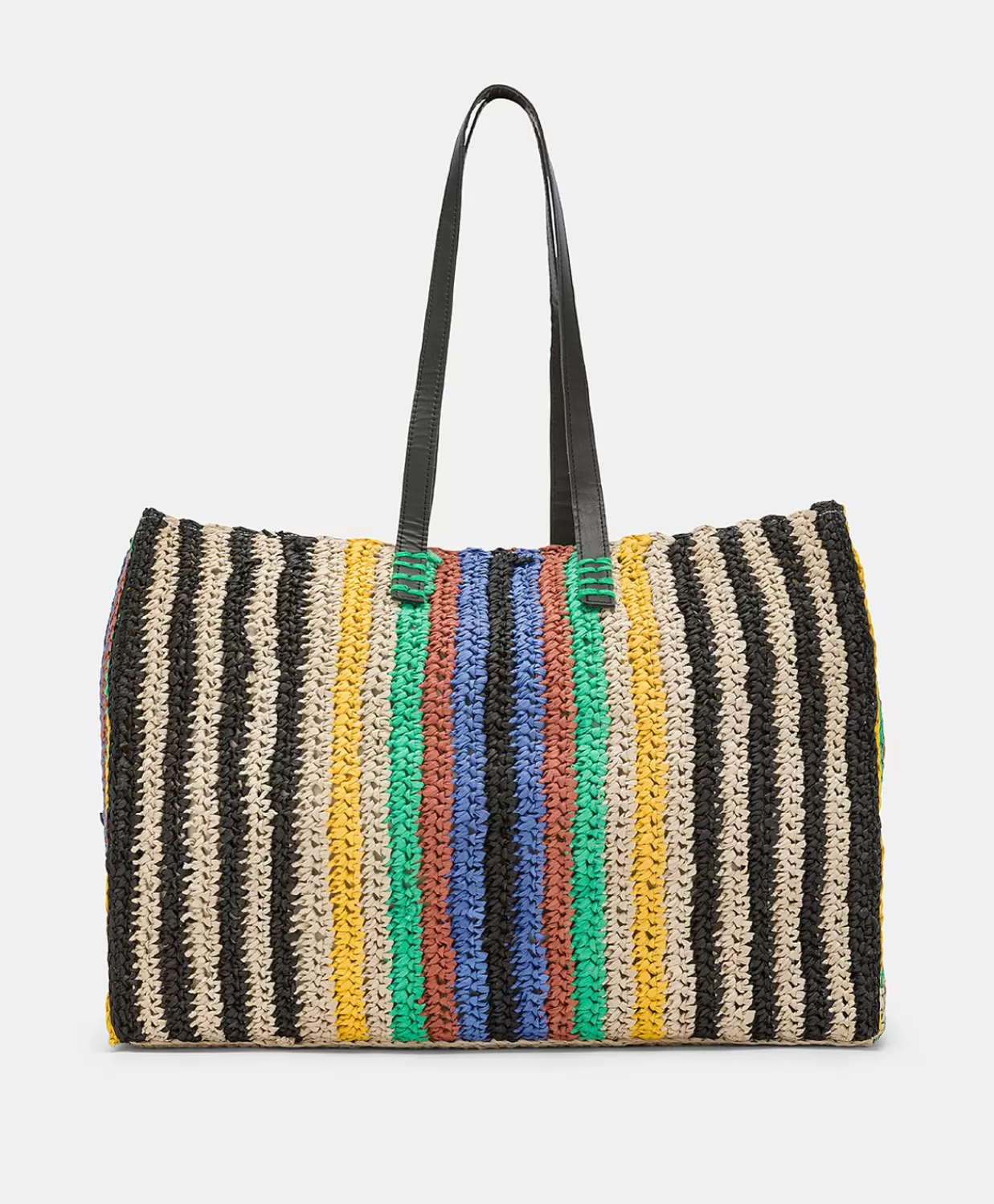 Borse E Pochette>Momoni Tote Bag Ellis In Raffia A Righe - Multicolor