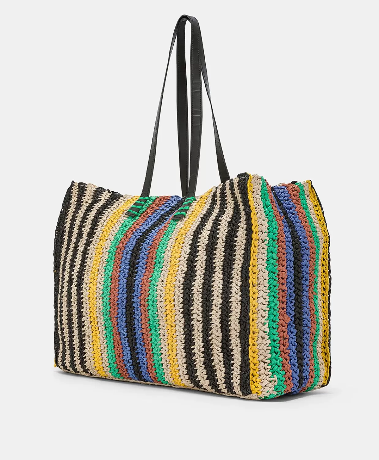 Borse E Pochette>Momoni Tote Bag Ellis In Raffia A Righe - Multicolor