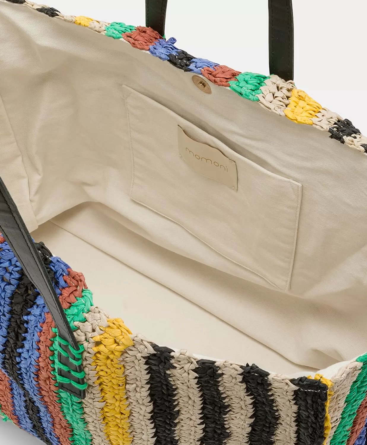 Borse E Pochette>Momoni Tote Bag Ellis In Raffia A Righe - Multicolor