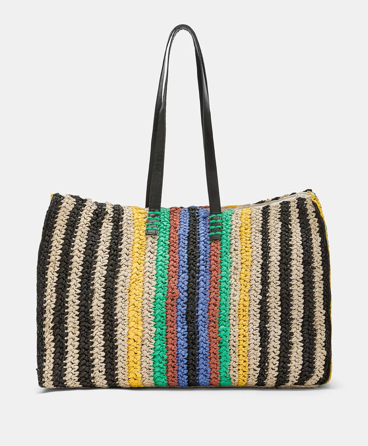 Borse E Pochette>Momoni Tote Bag Ellis In Raffia A Righe - Multicolor