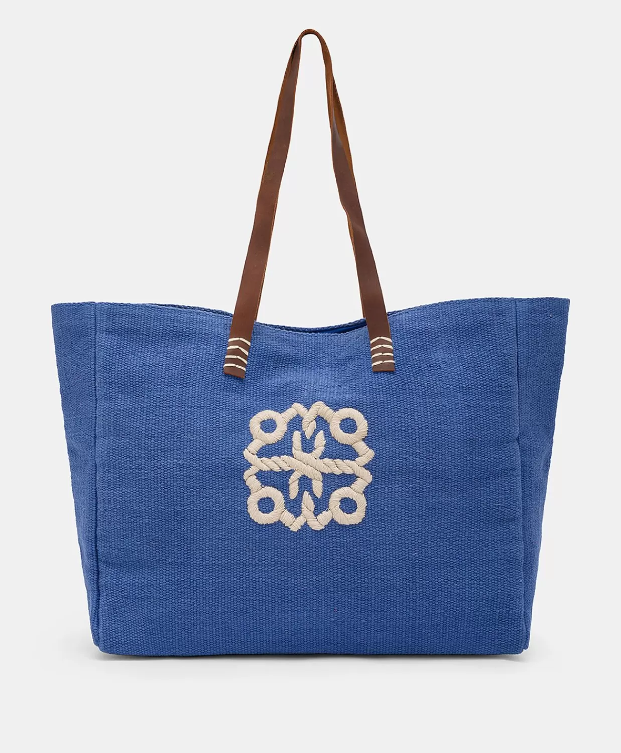 Borse E Pochette>Momoni Tote Bag Paraguan In Canvas Con Ricamo - Bluette