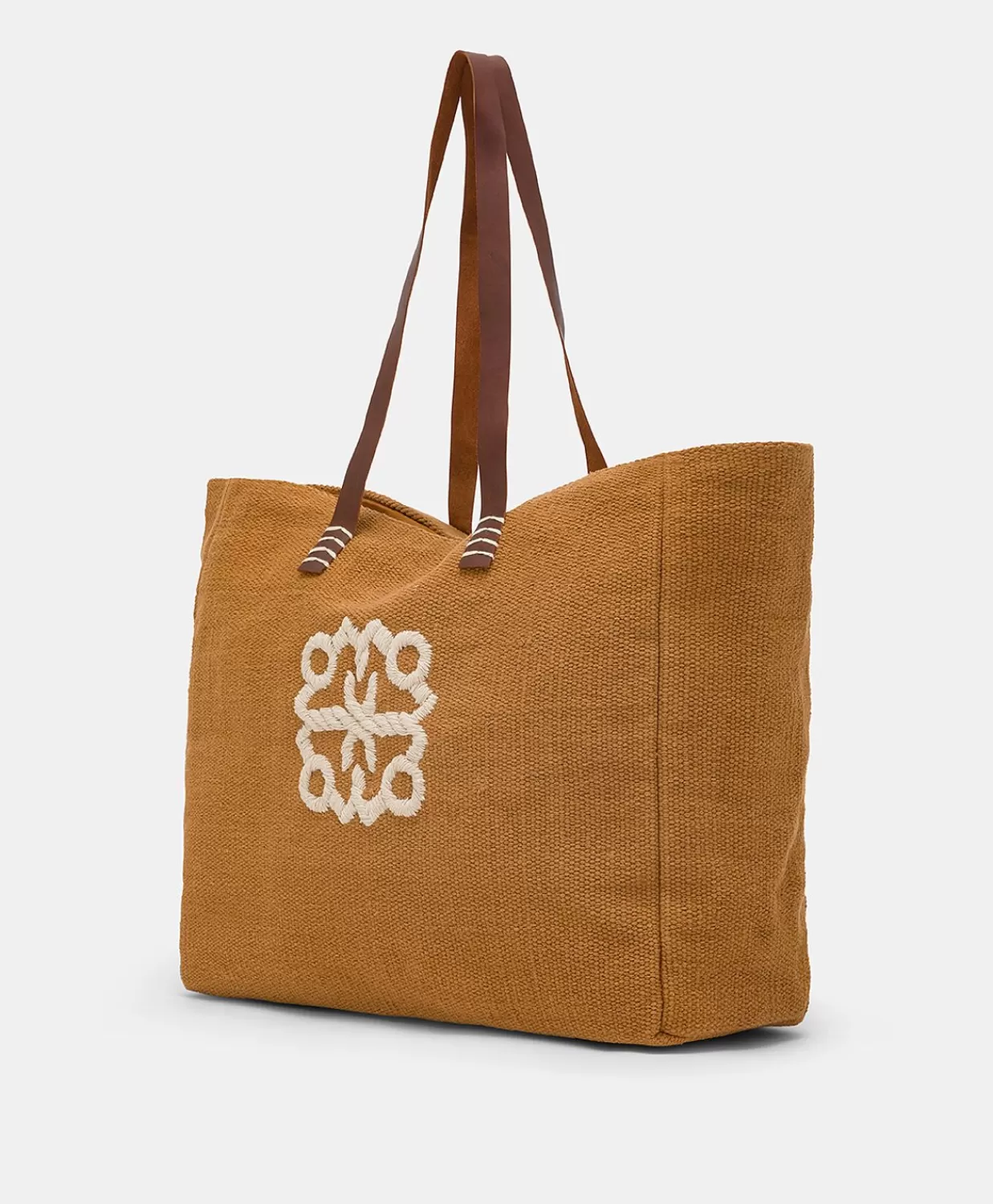 Borse E Pochette>Momoni Tote Bag Paraguan In Canvas Con Ricamo - Brandy