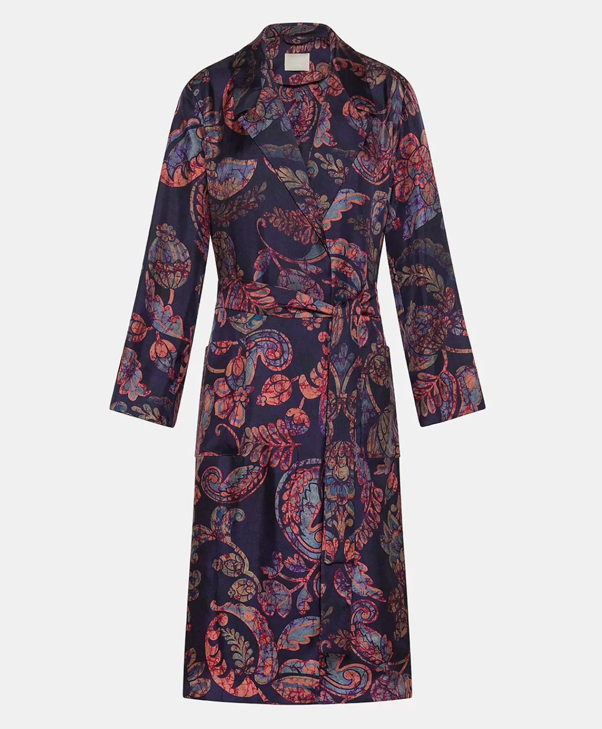 Trench E Cappotti>Momoni Trench Bados In Twill Di Seta - Blu Notte Multicolor