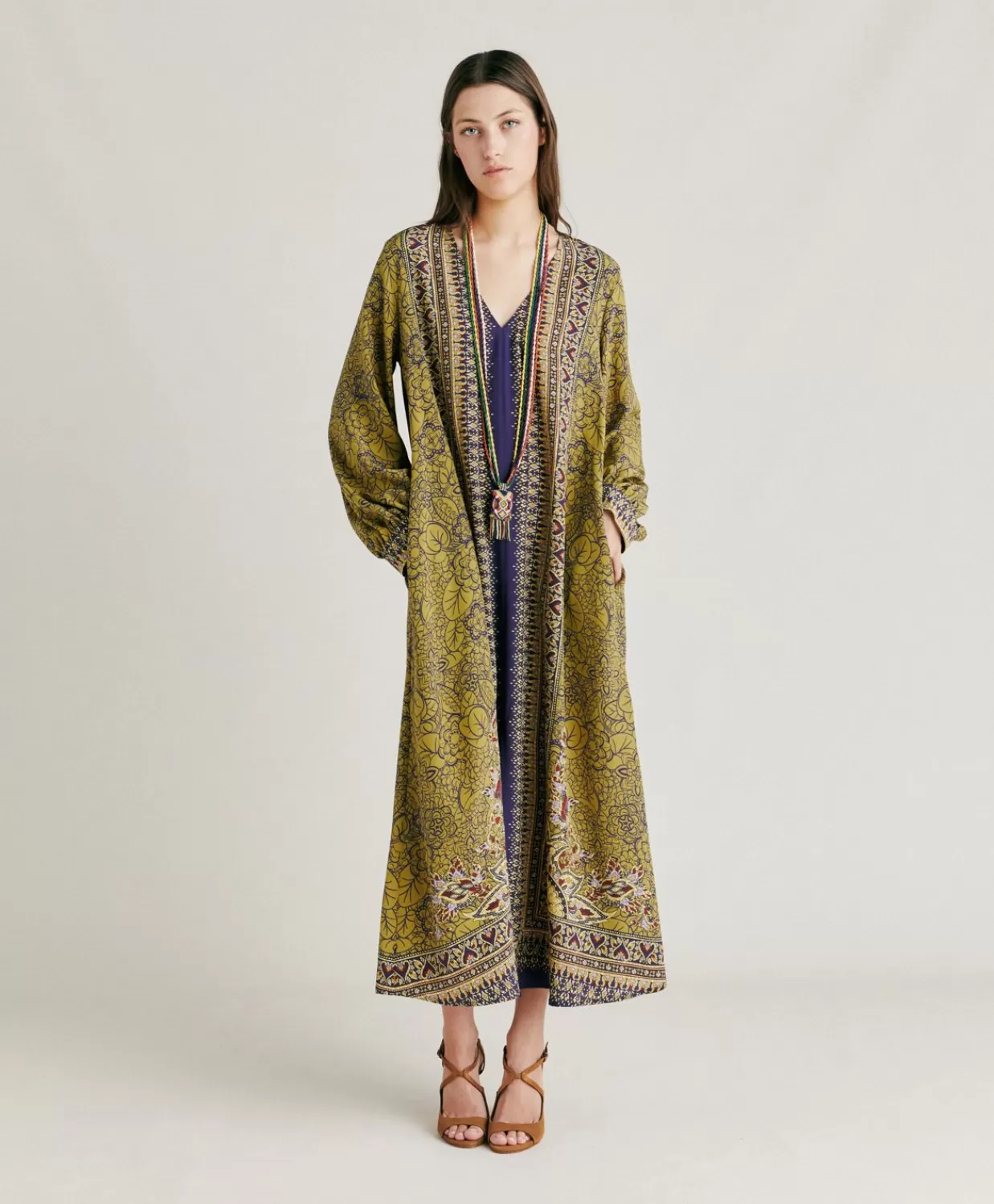 Vestiti>Momoni Vestito Adelma In Crepe De Chine - Blu Multicolor