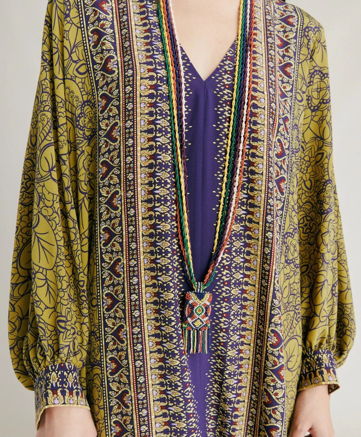 Vestiti>Momoni Vestito Adelma In Crepe De Chine - Blu Multicolor