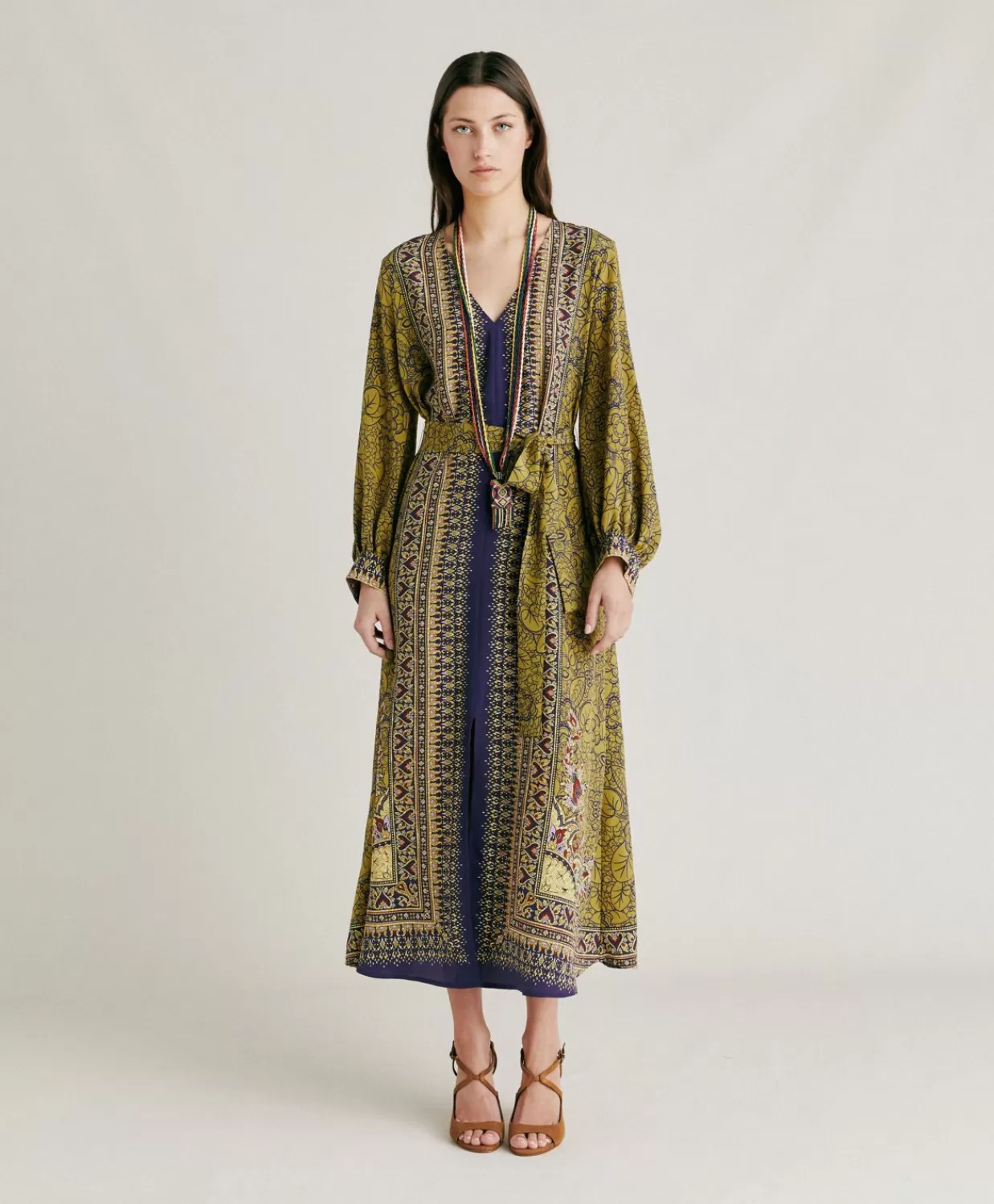 Vestiti>Momoni Vestito Adelma In Crepe De Chine - Blu Multicolor