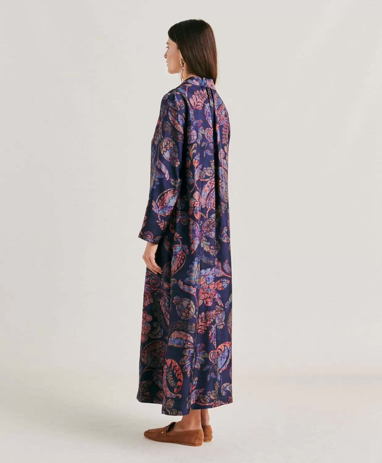 Vestiti>Momoni Vestito Aligusta In Twill Di Seta - Blu Notte Multicolor