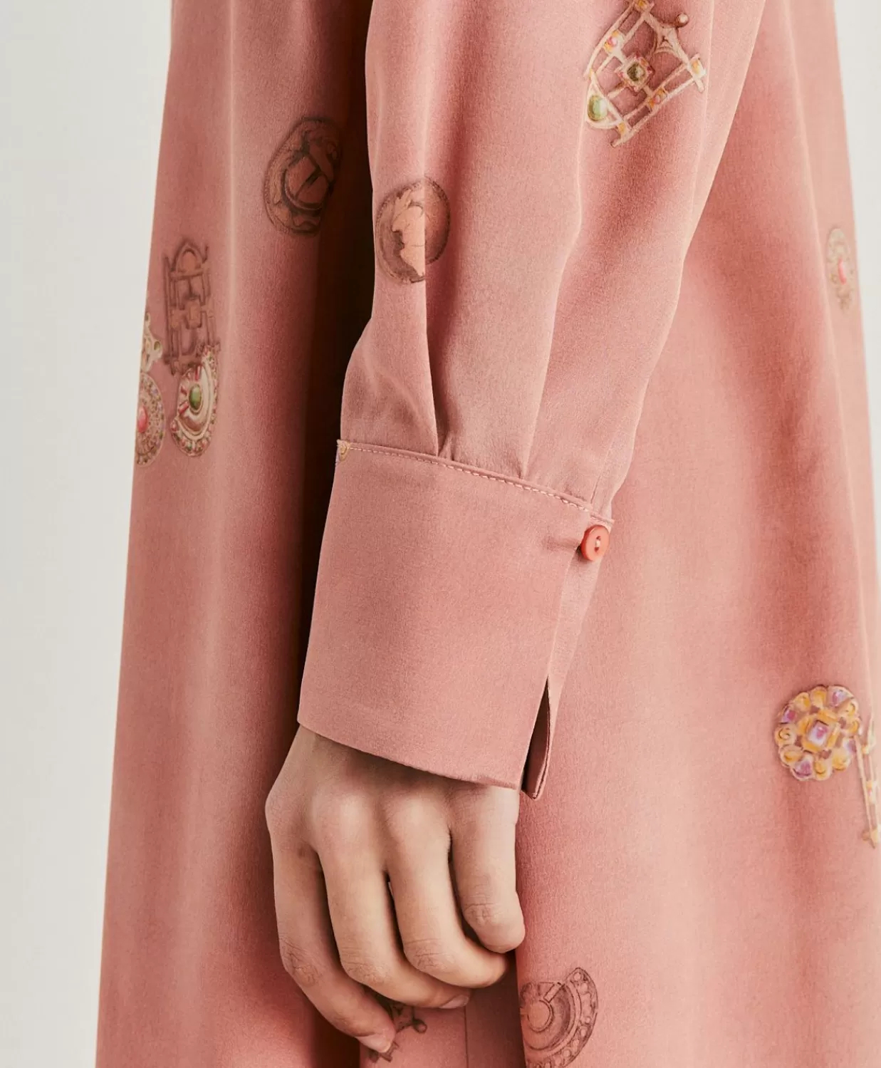 Vestiti>Momoni Vestito Cala Junco In Crepe De Chine - Rosato Multicolor