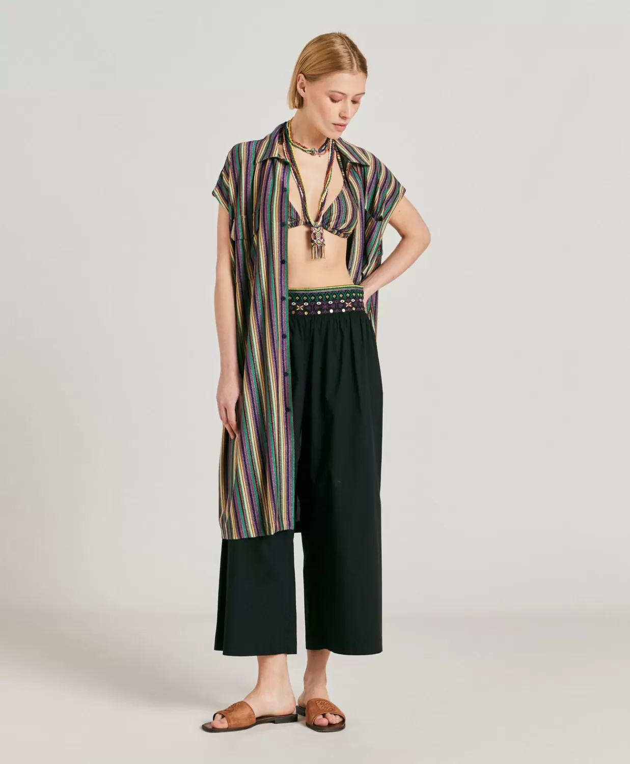 Vestiti>Momoni Vestito Colorado In Jersey Lurex A Righe - Multicolor Verde