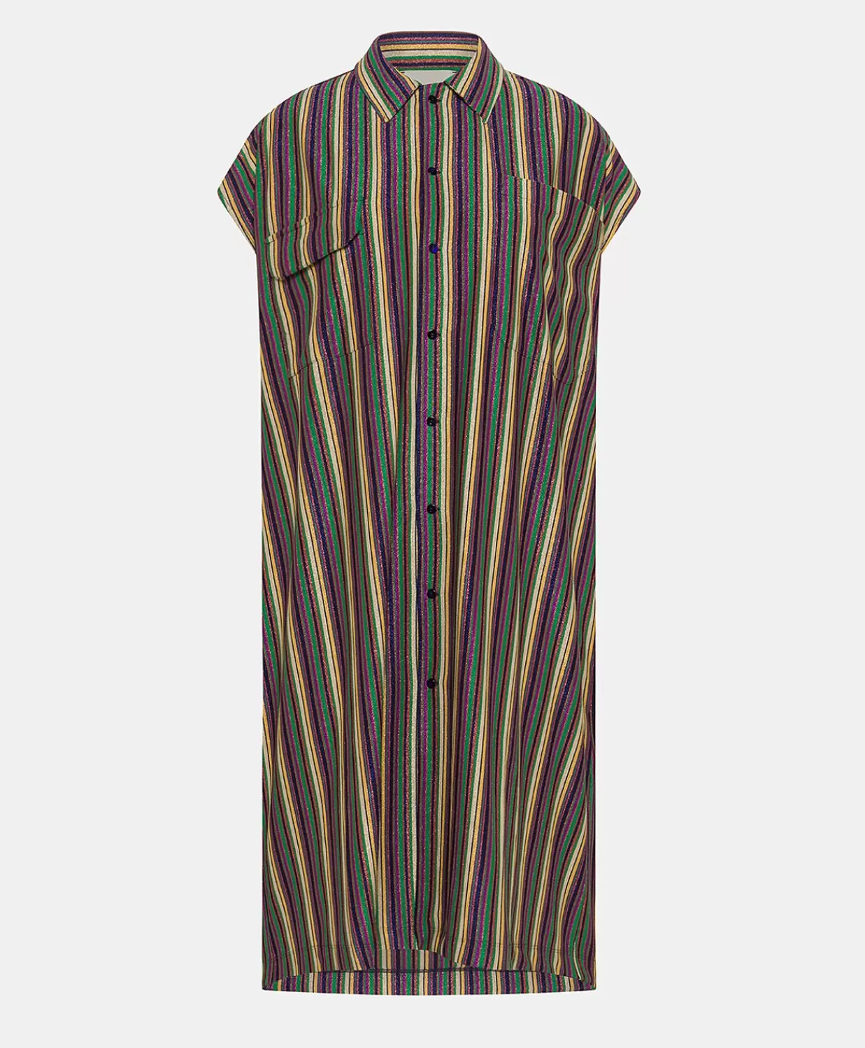 Vestiti>Momoni Vestito Colorado In Jersey Lurex A Righe - Multicolor Verde