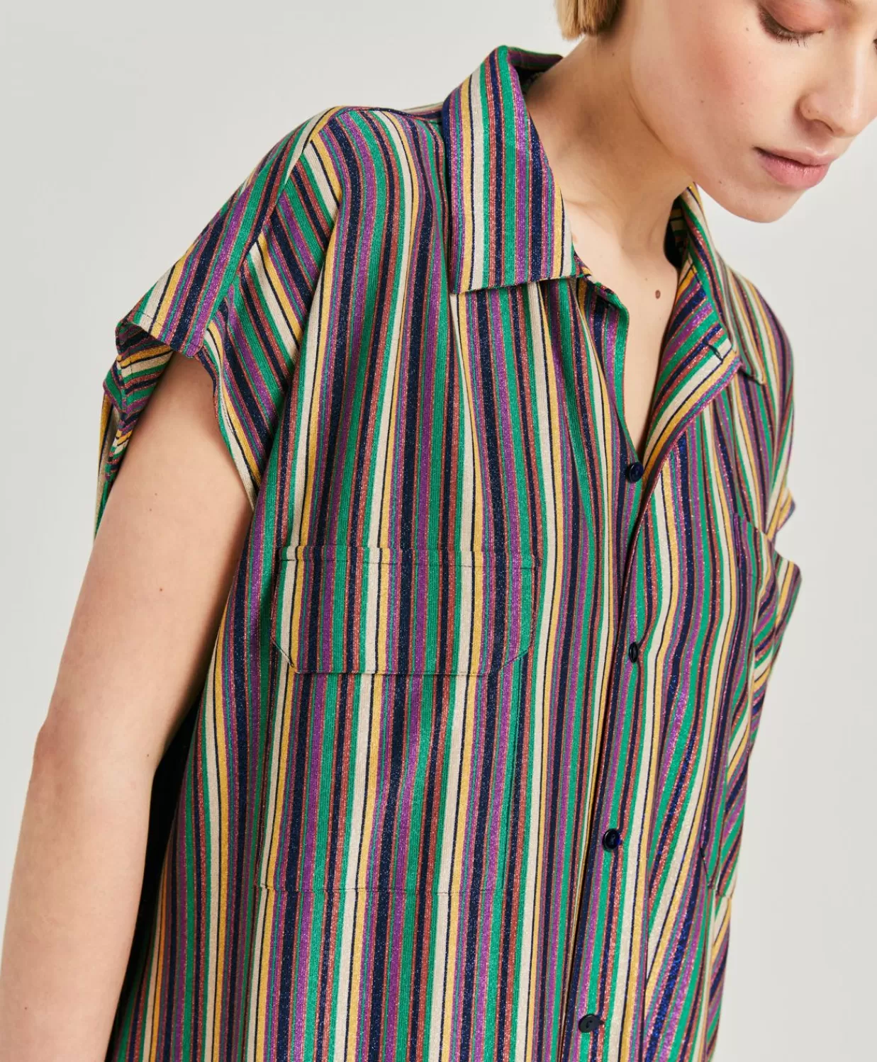 Vestiti>Momoni Vestito Colorado In Jersey Lurex A Righe - Multicolor Verde