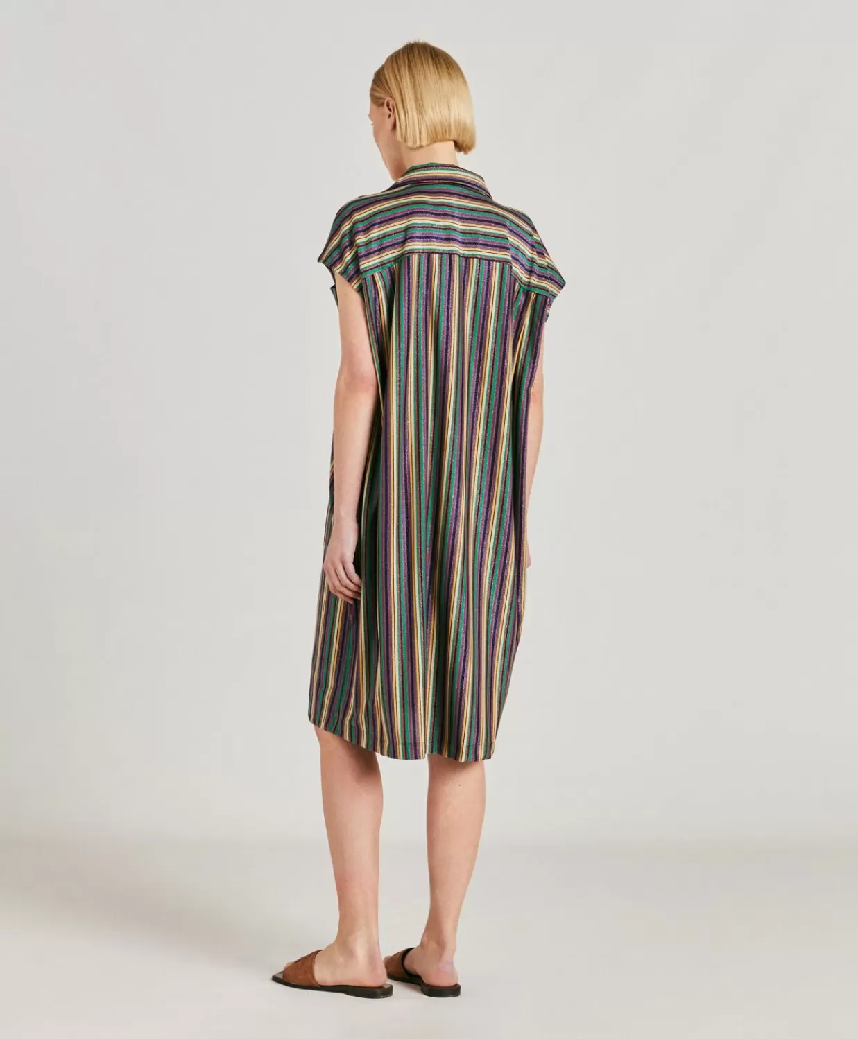 Vestiti>Momoni Vestito Colorado In Jersey Lurex A Righe - Multicolor Verde
