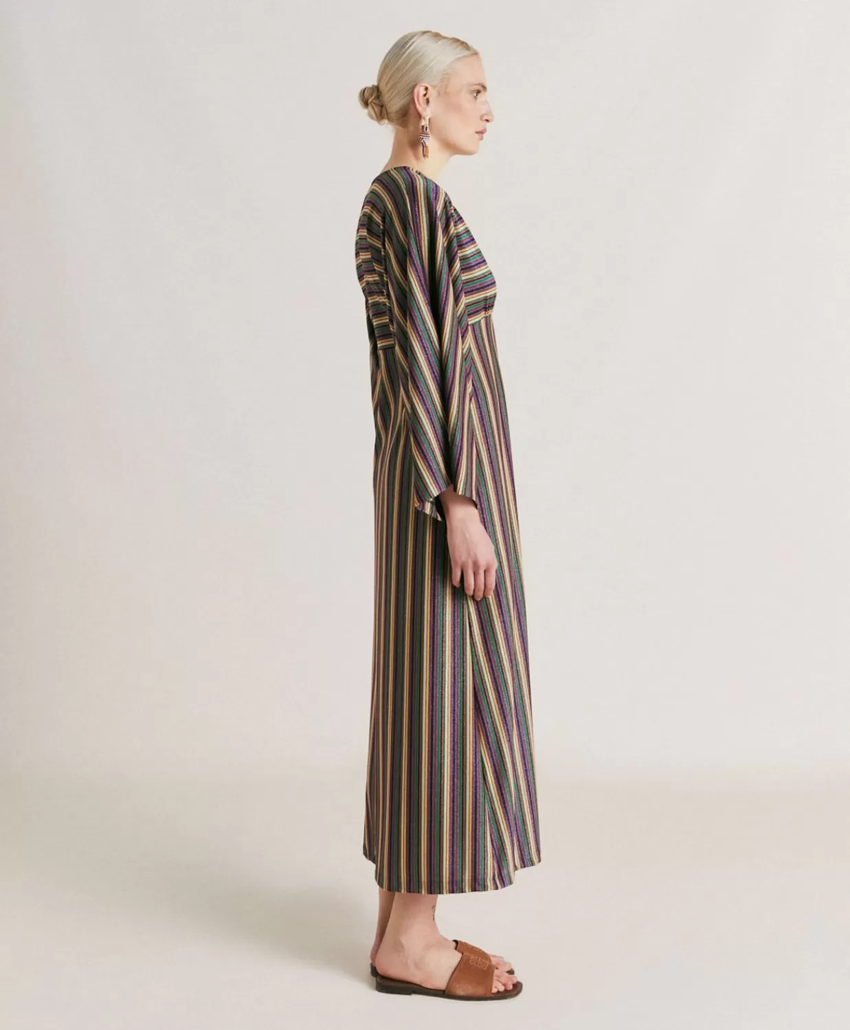 Vestiti>Momoni Vestito Margarida In Jersey Lurex A Righe - Multicolor Verde