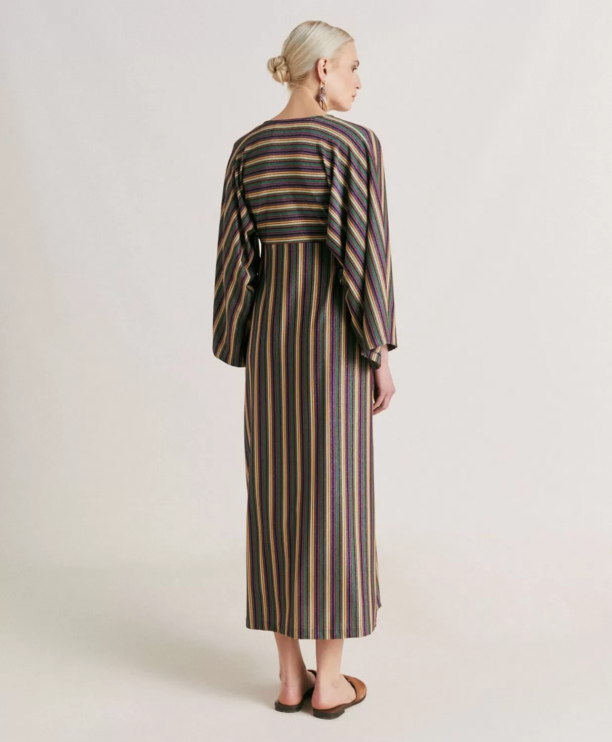 Vestiti>Momoni Vestito Margarida In Jersey Lurex A Righe - Multicolor Verde