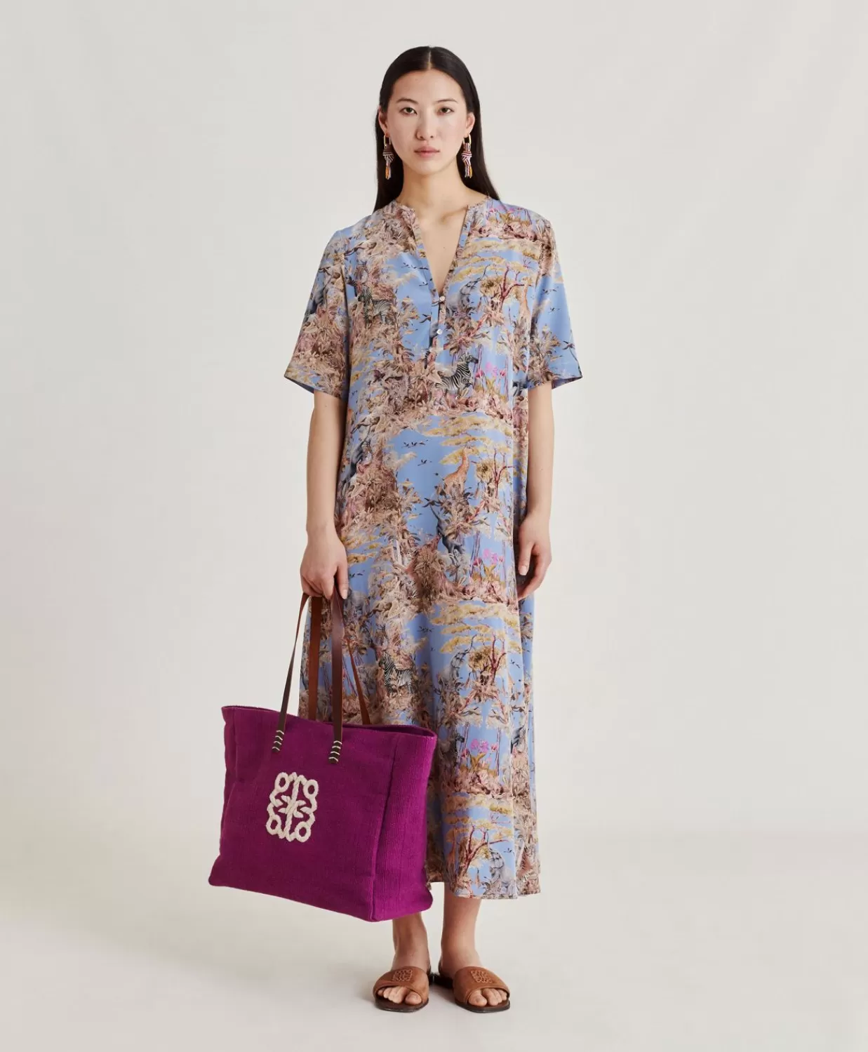 Vestiti>Momoni Vestito Penelope In Crepe De Chine - Ceruleo Multicolor