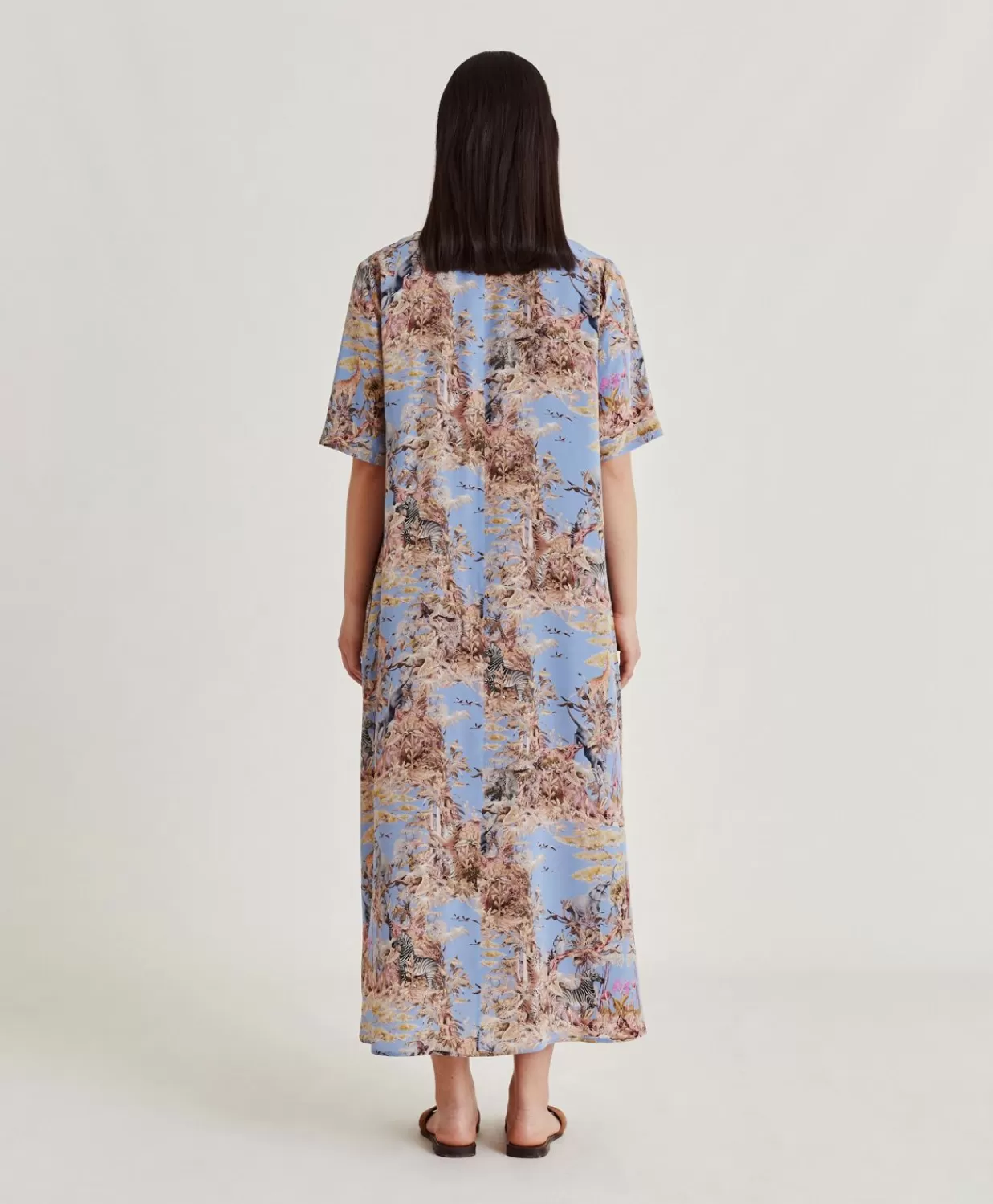 Vestiti>Momoni Vestito Penelope In Crepe De Chine - Ceruleo Multicolor